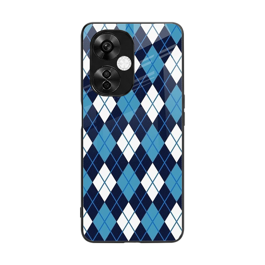 Argyle Blue back phone cover | glass case for oneplus nord ce 3 lite