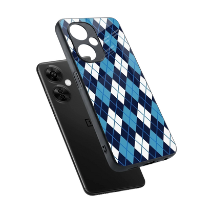 Argyle Blue sleek oneplus nord ce 3 lite cover with tempered glass back and TPU edges