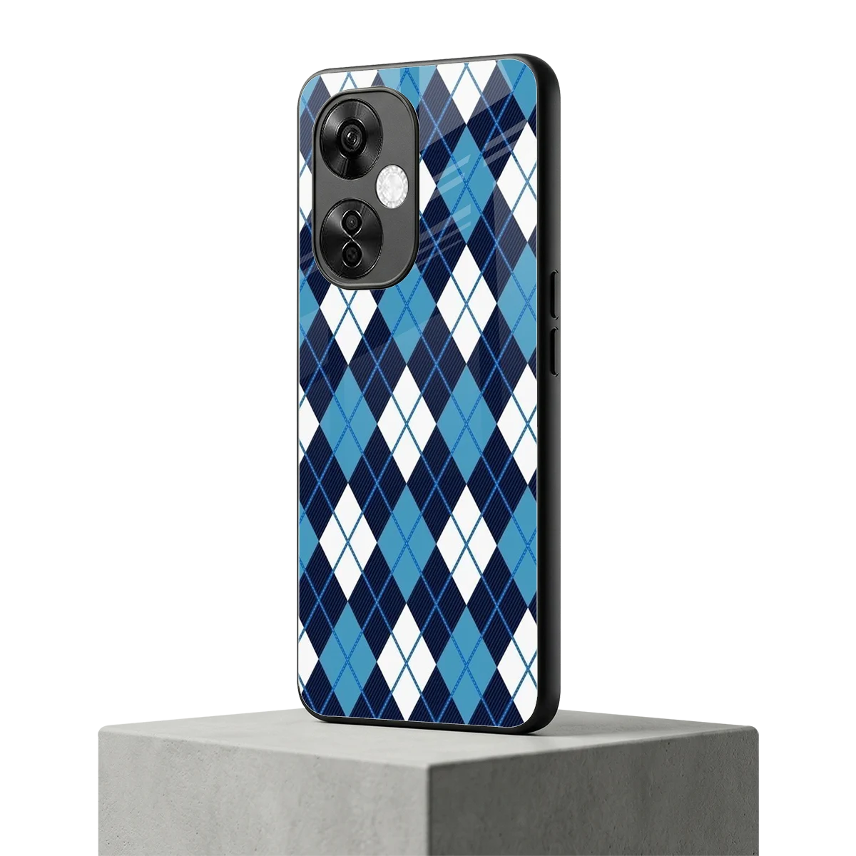 Argyle Blue oneplus nord ce 3 lite mobile cover | shockproof glass phone case