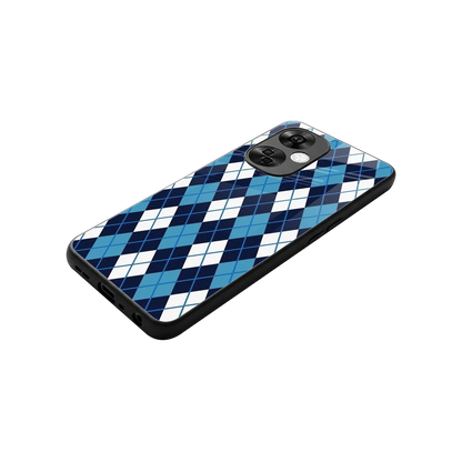 Argyle Blue stylish phone case for oneplus nord ce 3 lite | glossy glass and slim fit