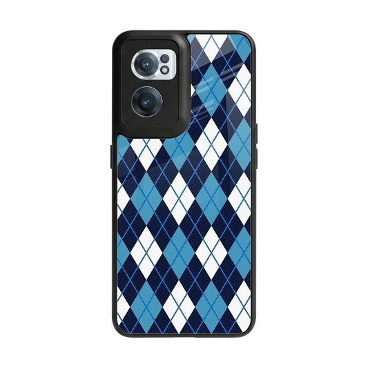 Argyle Blue back phone cover | glass case for oneplus nord ce 2