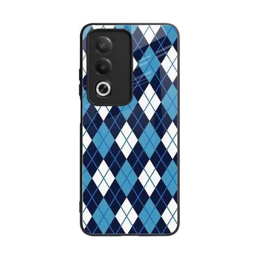 Argyle Blue back phone cover | glass case for oppo a3 pro