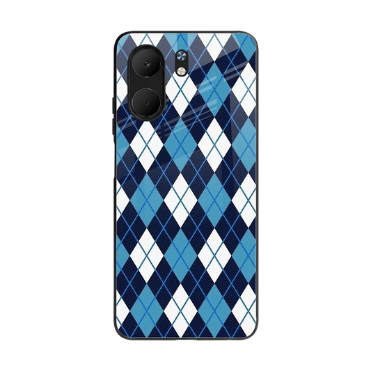 Argyle Blue back phone cover | glass case for oppo a5x 5g