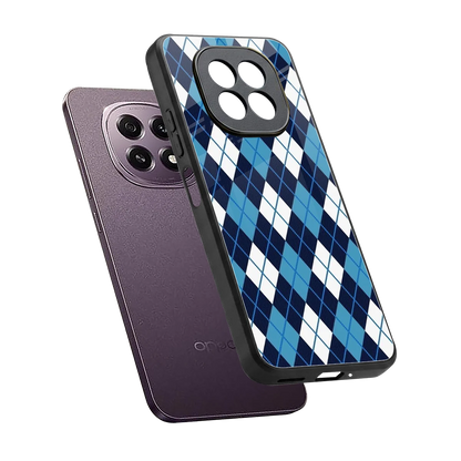 Argyle Blue sleek oppo f29 5g cover with tempered glass back and TPU edges