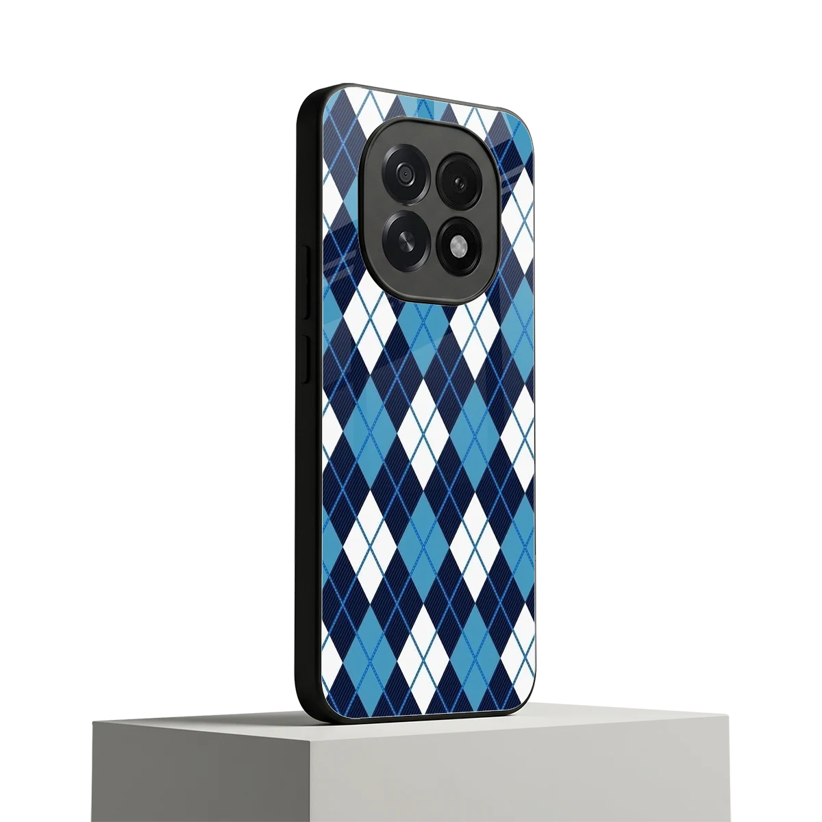 Argyle Blue oppo f29 5g mobile cover | shockproof glass phone case