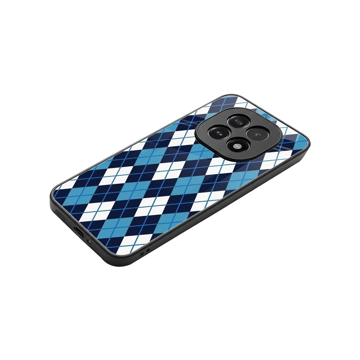 Argyle Blue stylish phone case for oppo f29 5g | glossy glass and slim fit