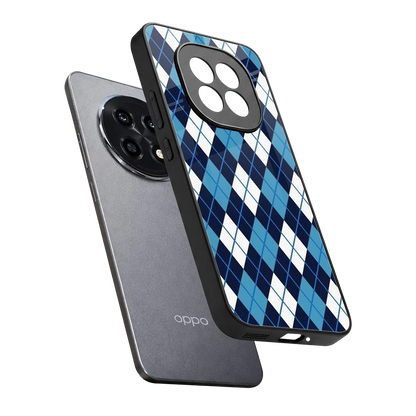Argyle Blue sleek oppo f29 pro 5g cover with tempered glass back and TPU edges