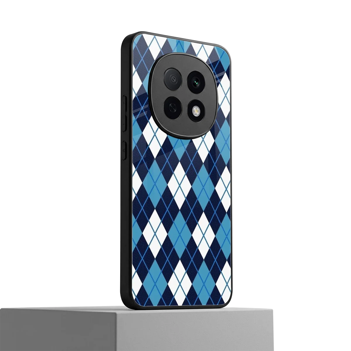 Argyle Blue oppo f29 pro 5g mobile cover | shockproof glass phone case