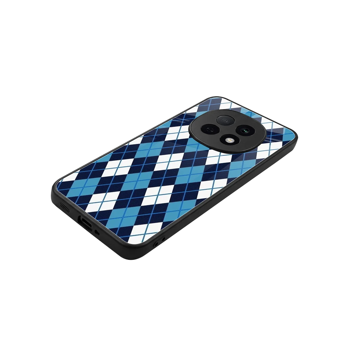 Argyle Blue stylish phone case for oppo f29 pro 5g | glossy glass and slim fit