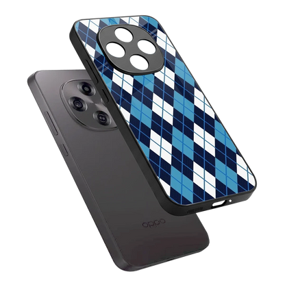 Argyle Blue sleek oppo f31 pro 5g cover with tempered glass back and TPU edges