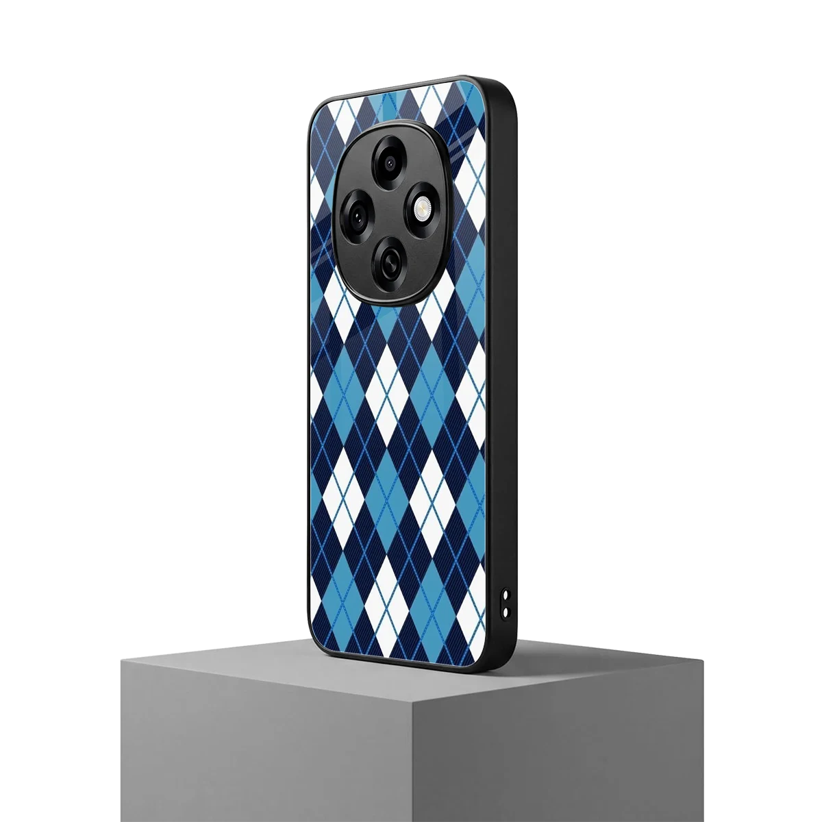 Argyle Blue oppo f31 pro 5g mobile cover | shockproof glass phone case