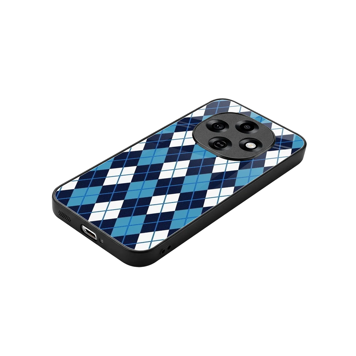 Argyle Blue stylish phone case for oppo f31 pro 5g | glossy glass and slim fit