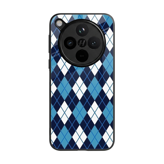Argyle Blue back phone cover | glass case for oppo find x8