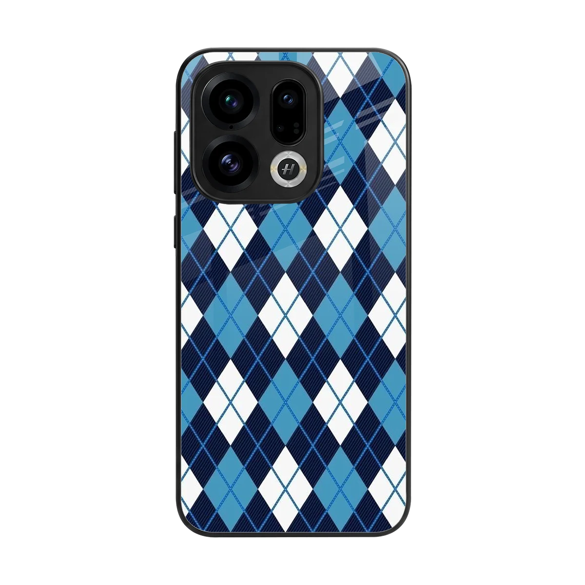 Argyle Blue back phone cover | glass case for oppo find x9