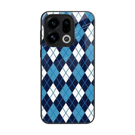 Argyle Blue back phone cover | glass case for oppo find x9