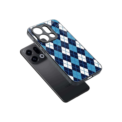 Argyle Blue sleek oppo find x9 cover with tempered glass back and TPU edges