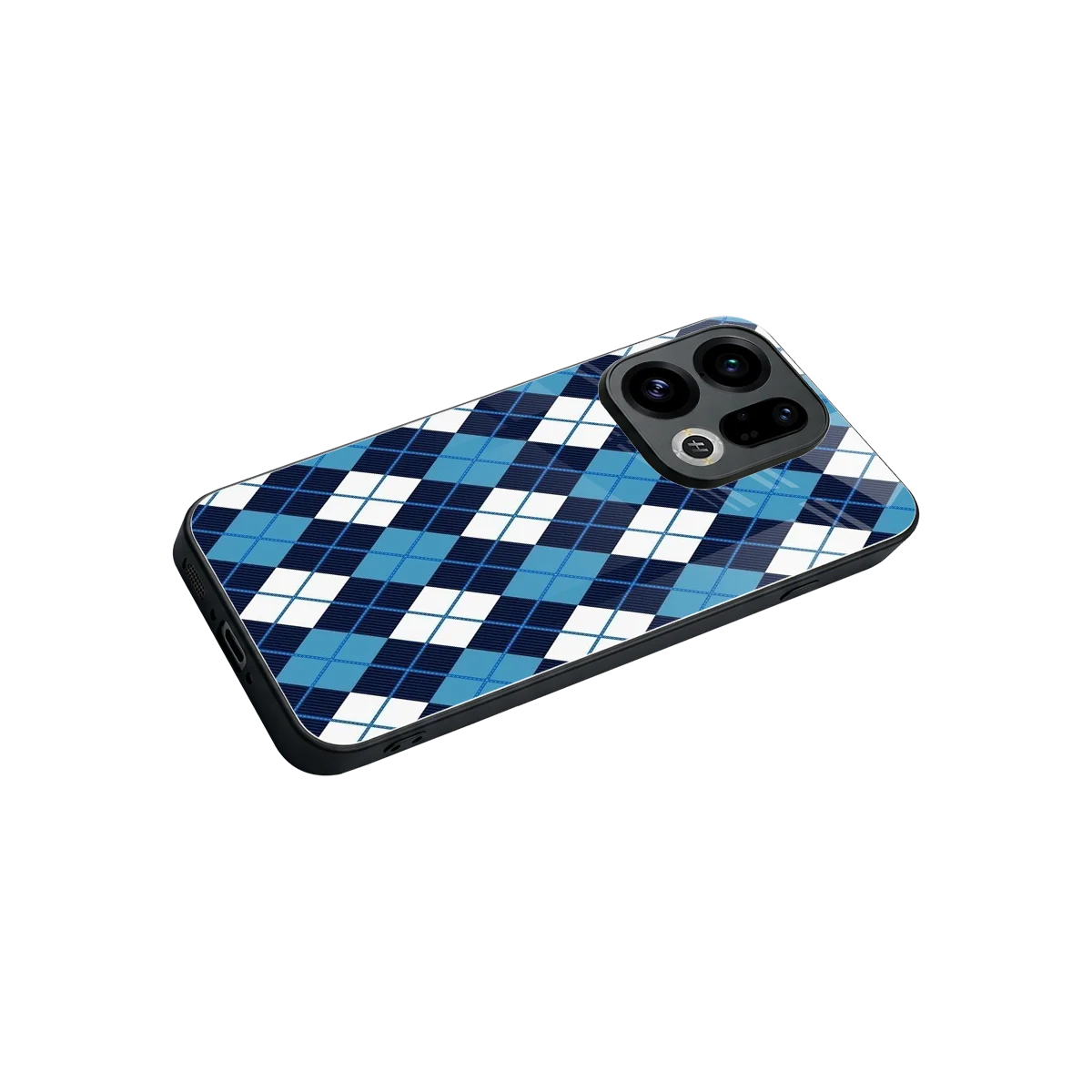 Argyle Blue stylish phone case for oppo find x9 | glossy glass and slim fit