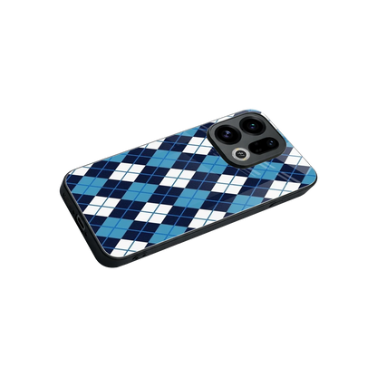 Argyle Blue stylish phone case for oppo find x9 | glossy glass and slim fit