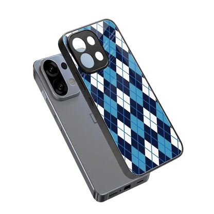 Argyle Blue sleek oppo k13 5g cover with tempered glass back and TPU edges