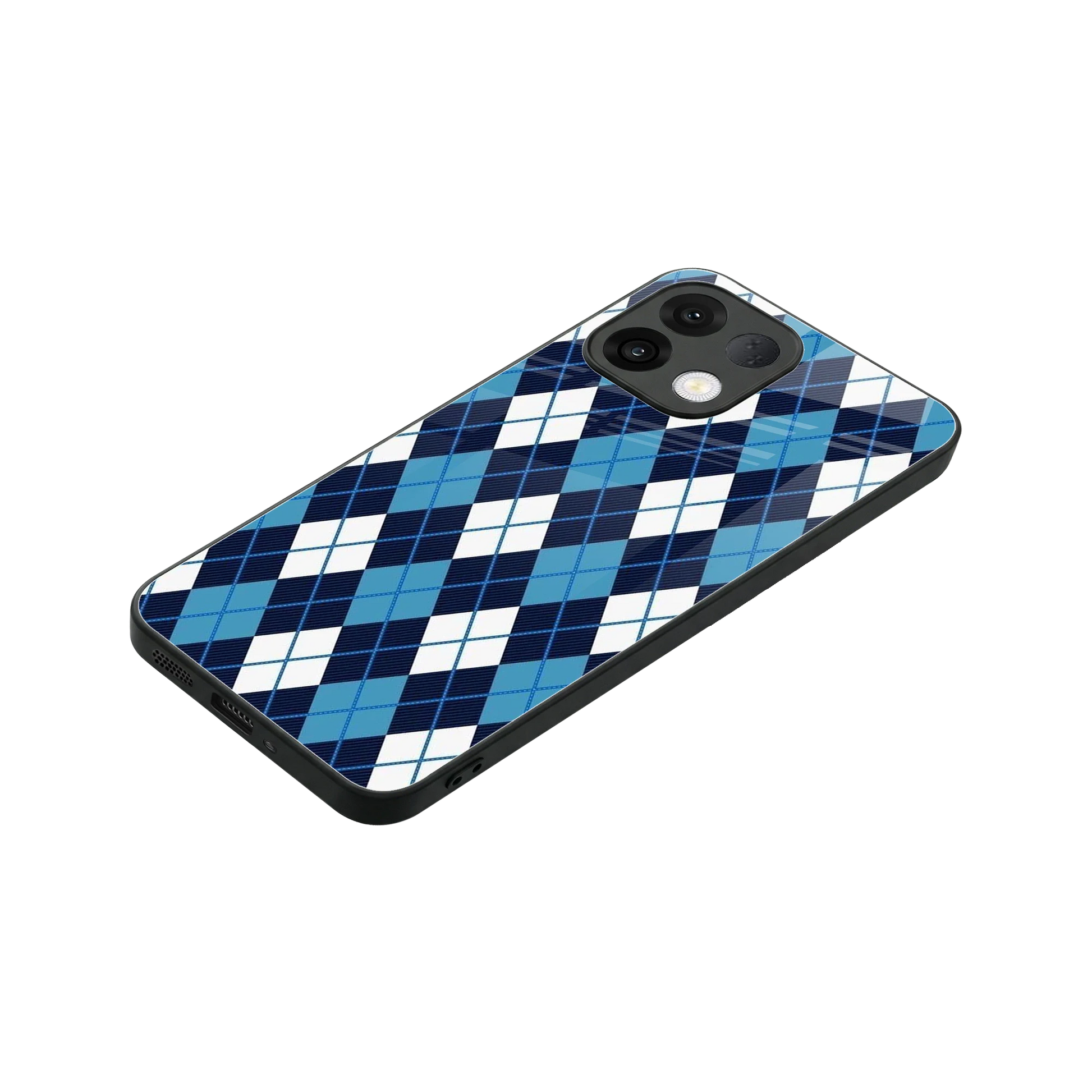 Argyle Blue stylish phone case for oppo k13 5g | glossy glass and slim fit