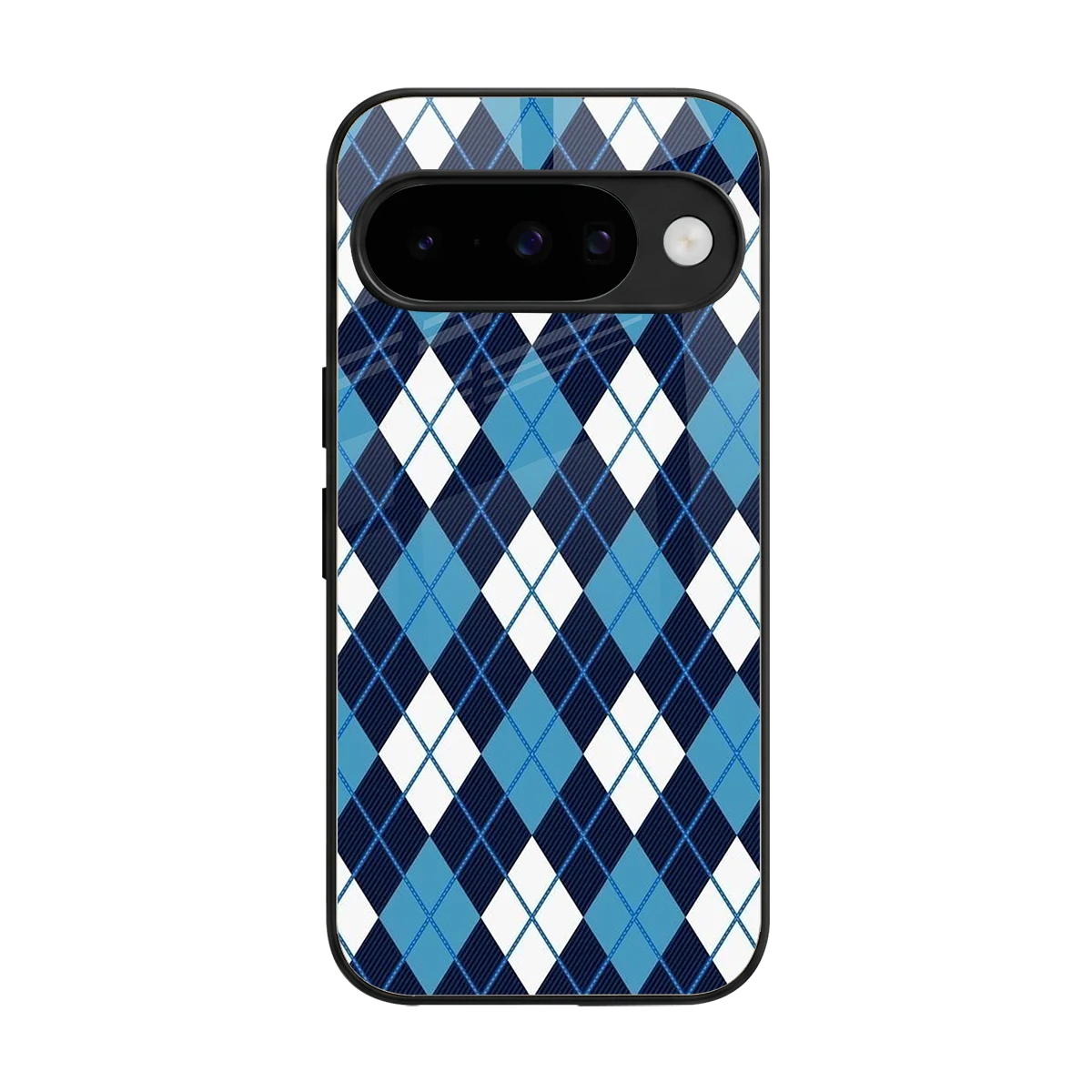 Argyle Blue back phone cover | glass case for google pixel 10