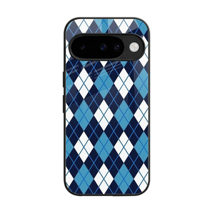 Argyle Blue back phone cover | glass case for google pixel 10