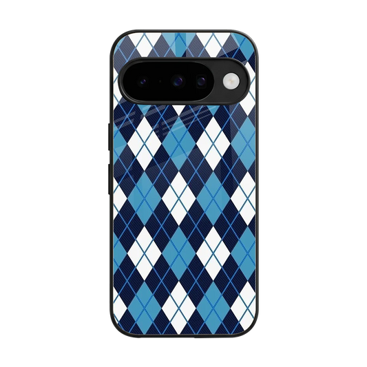 Argyle Blue back phone cover | glass case for google pixel 10