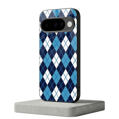 Argyle Blue google pixel 10 mobile cover | shockproof glass phone case