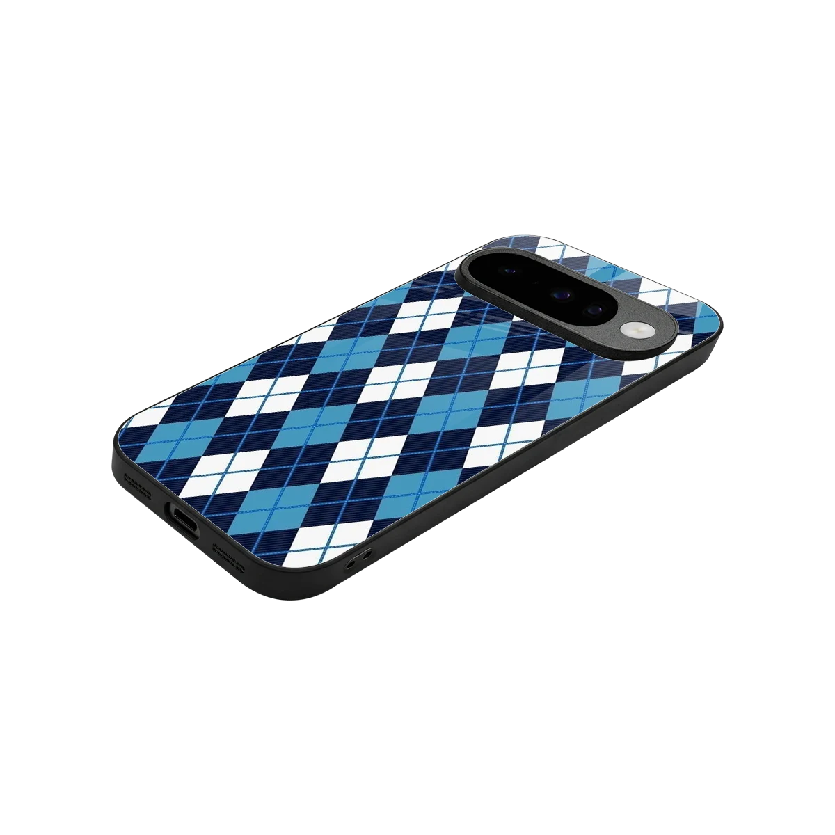Argyle Blue stylish phone case for google pixel 10 | glossy glass and slim fit