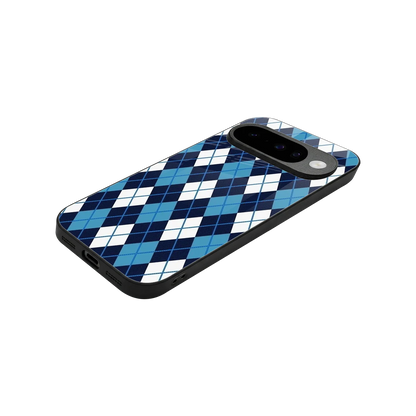 Argyle Blue stylish phone case for google pixel 10 | glossy glass and slim fit