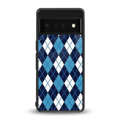 Argyle Blue back phone cover | glass case for google pixel 6 pro