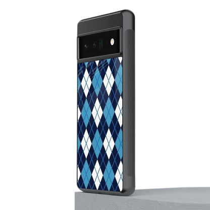 Argyle Blue stylish phone case for google pixel 6 pro | glossy glass and slim fit
