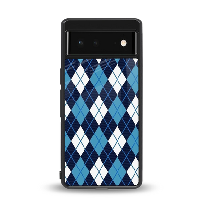 Argyle Blue back phone cover | glass case for google pixel 6a