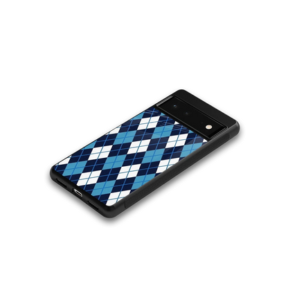 Argyle Blue google pixel 6 mobile cover | shockproof glass phone case