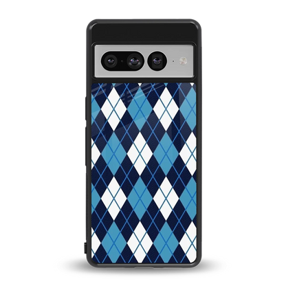 Argyle Blue back phone cover | glass case for google pixel 7 pro