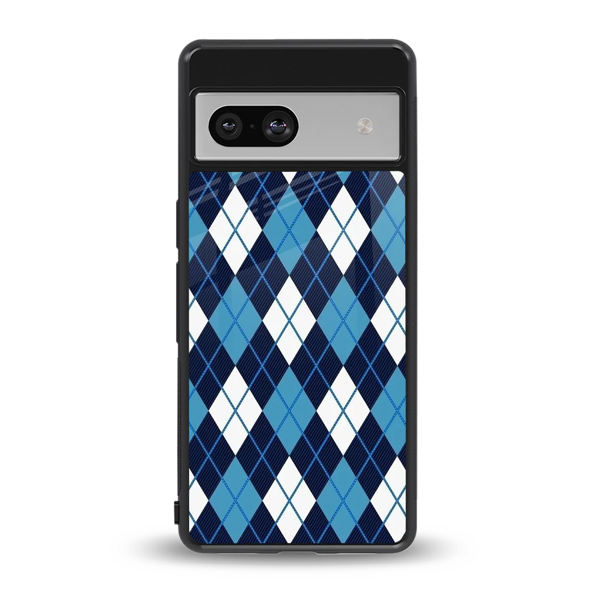Argyle Blue back phone cover | glass case for google pixel 7a