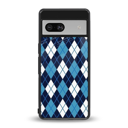 Argyle Blue back phone cover | glass case for google pixel 7a