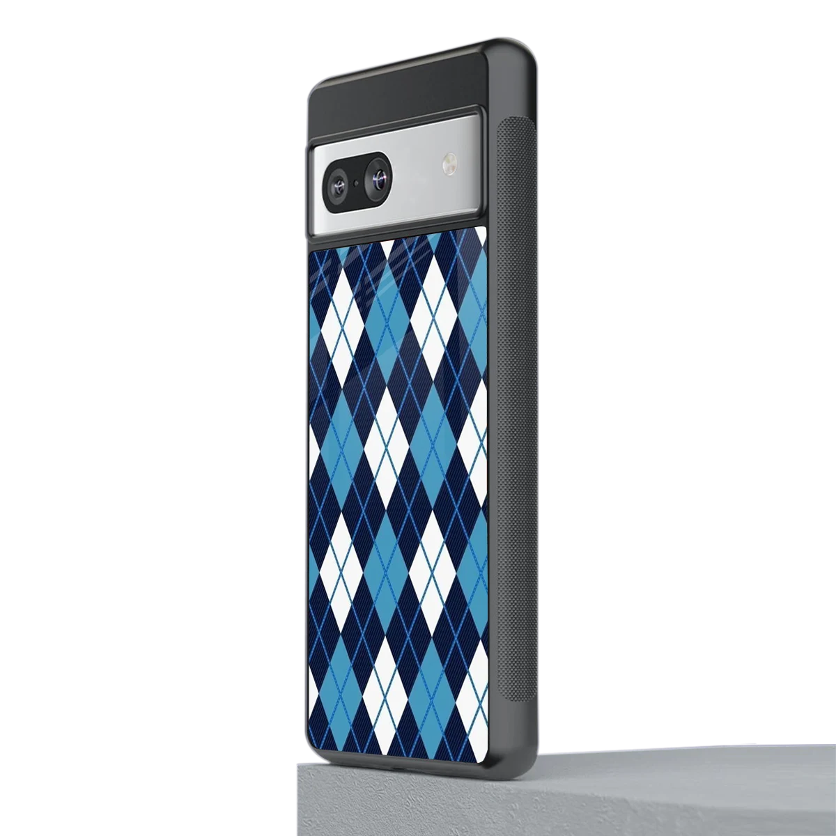 Argyle Blue stylish phone case for google pixel 7 | glossy glass and slim fit