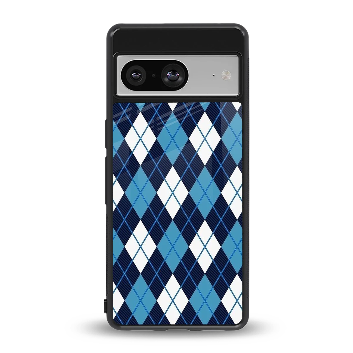 Argyle Blue back phone cover | glass case for google pixel 8