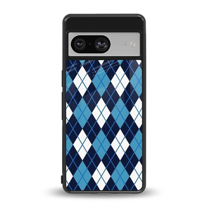 Argyle Blue back phone cover | glass case for google pixel 8