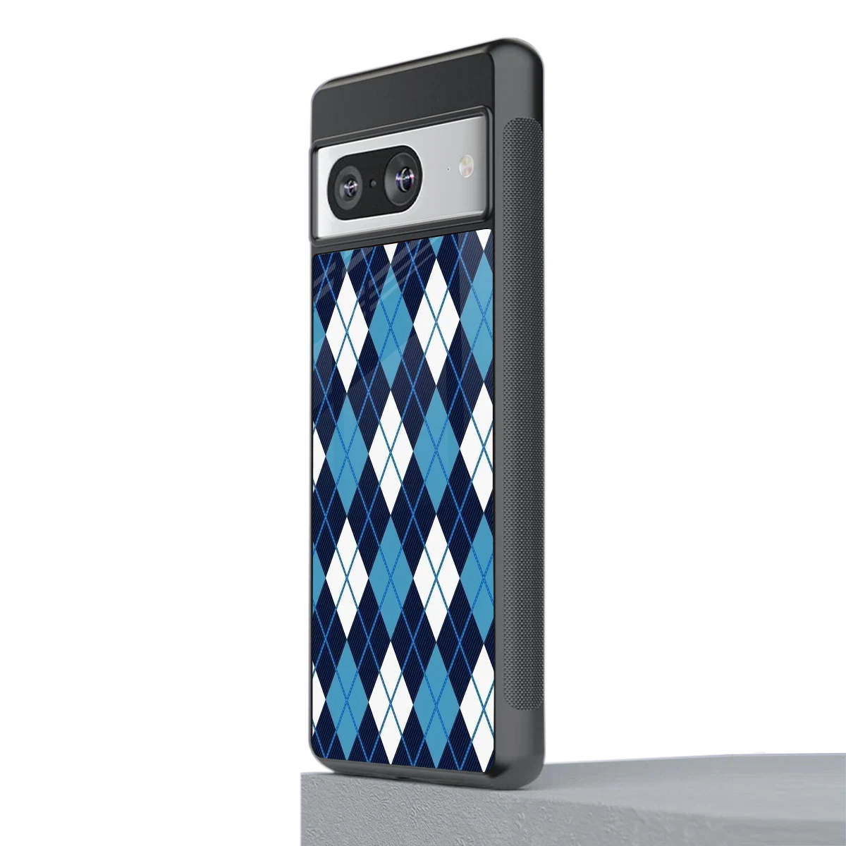 Argyle Blue stylish phone case for google pixel 8 | glossy glass and slim fit