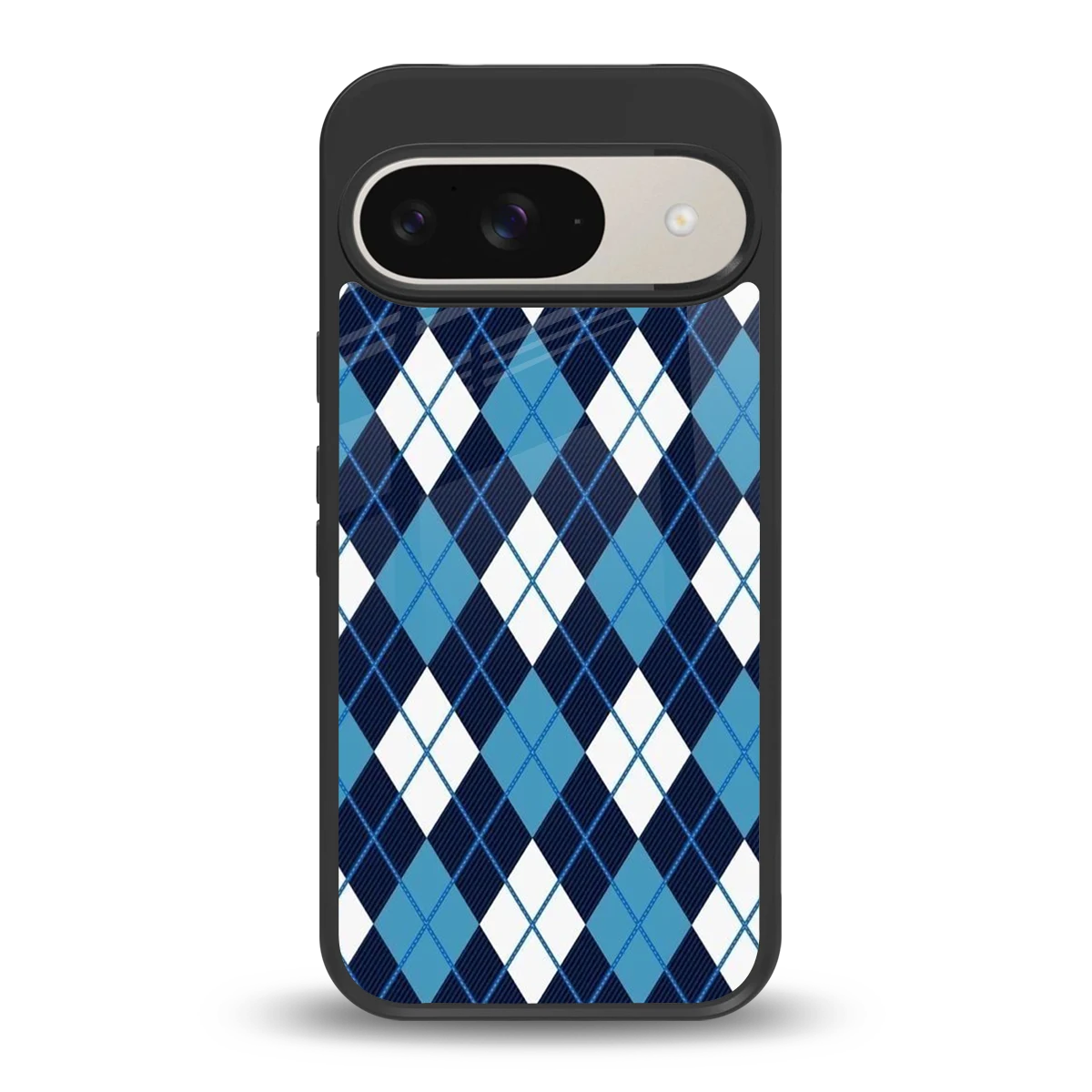 Argyle Blue back phone cover | glass case for google pixel 9