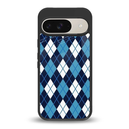 Argyle Blue back phone cover | glass case for google pixel 9