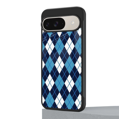 Argyle Blue google pixel 9 mobile cover | shockproof glass phone case