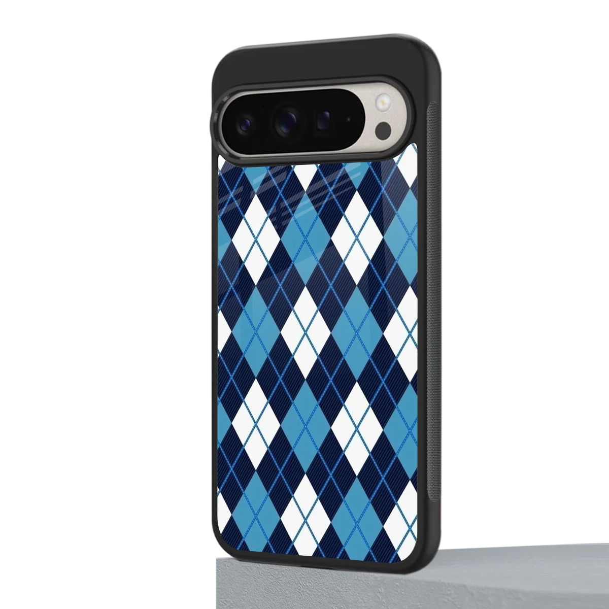 Argyle Blue google pixel 9 pro mobile cover | shockproof glass phone case