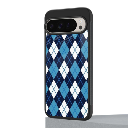 Argyle Blue google pixel 9 pro xl mobile cover | shockproof glass phone case
