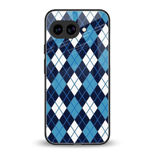 Argyle Blue back phone cover | glass case for google pixel 9a
