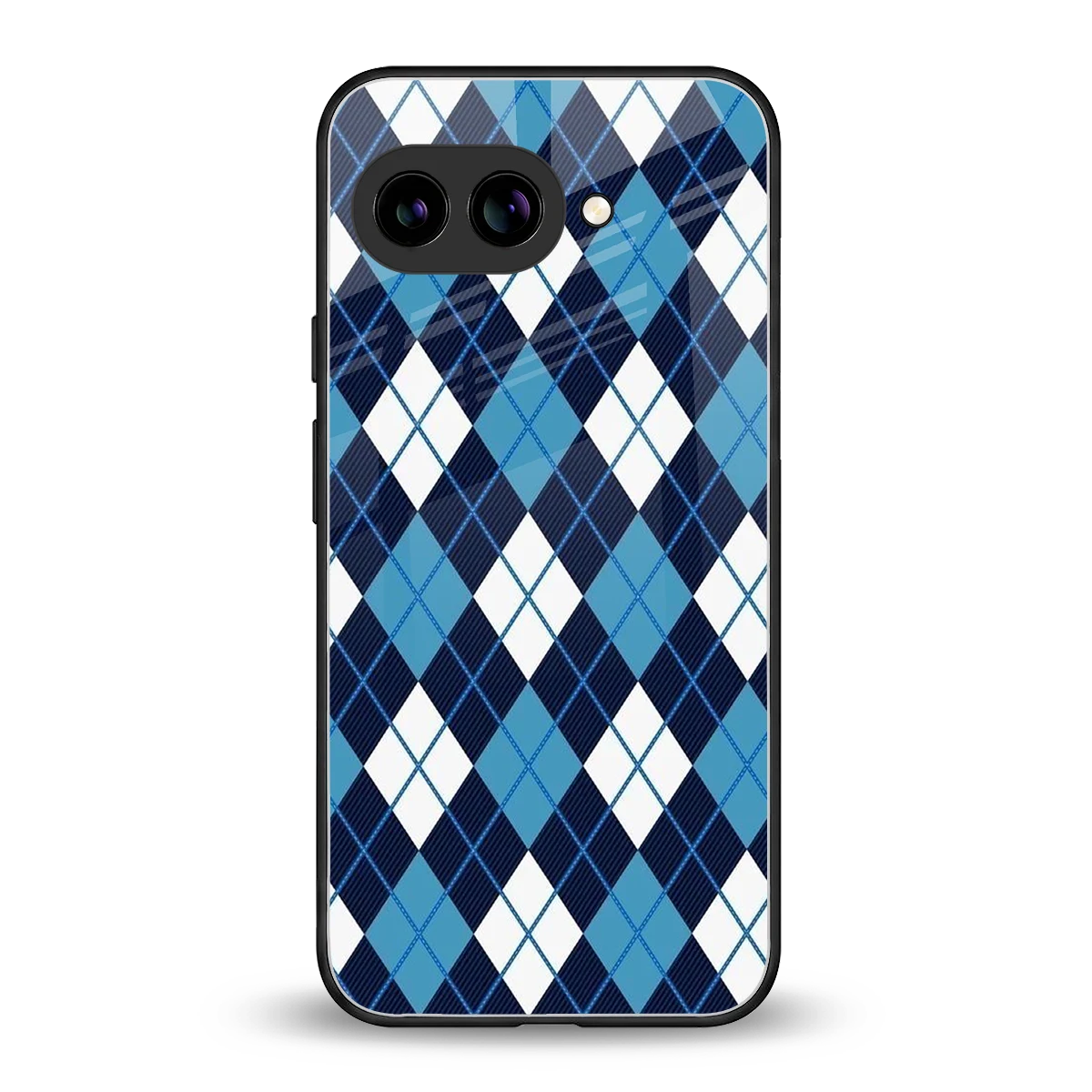 Argyle Blue back phone cover | glass case for google pixel 10a