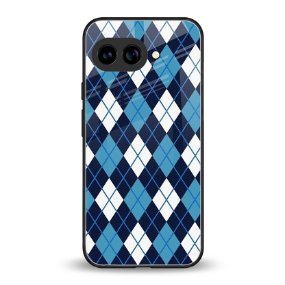 Argyle Blue back phone cover | glass case for google pixel 10a