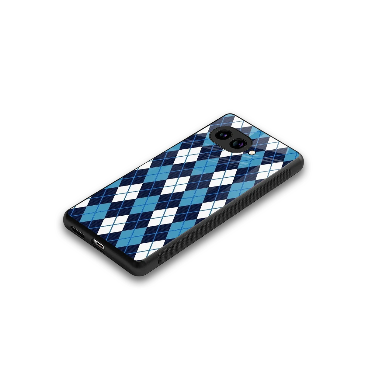 Argyle Blue stylish phone case for google pixel 10a | glossy glass and slim fit